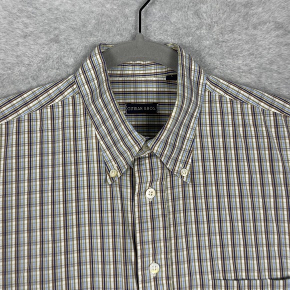 Gitman Bros Cotton Plaid Button Down Shirt Mens L Classic Fit Office Preppy - Picture 3 of 9